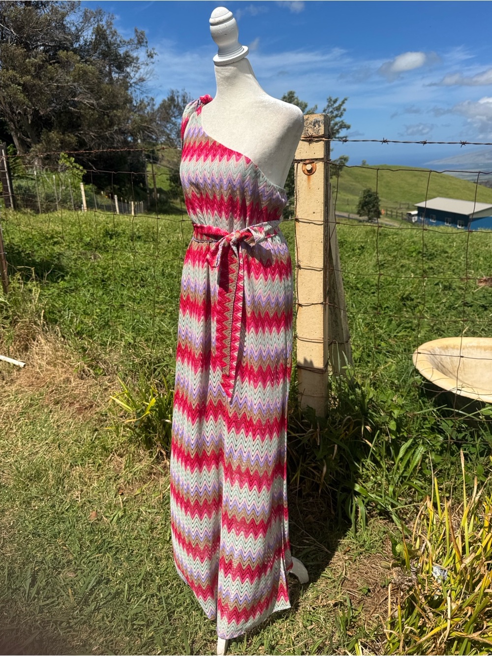 NWT Show me your Mumu Nice Zig Zag Maxi Dress pink Purple Large - Picture 5 of 10